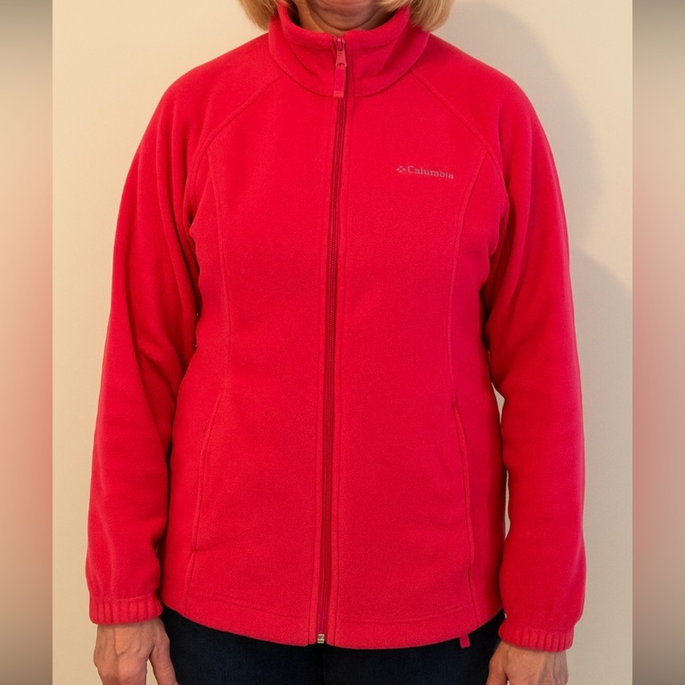 Columbia Women's Size Medium Bright Pink Fleece Full Zip Jacket